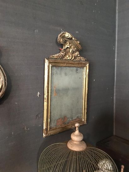 null Miroir à fronton en bois ajouré style Louis XVI
