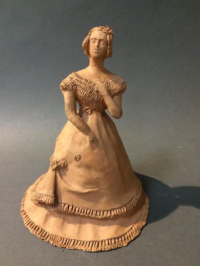 null Jeune femme robe à crinoline
Sujet en terre cuite
H : 20 cm