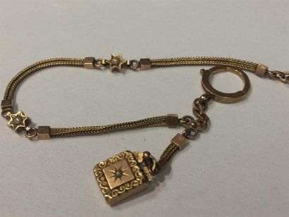 null Chaîne de montre en métal avec petit pendentif en or jaune (750) 18K Poids brut...