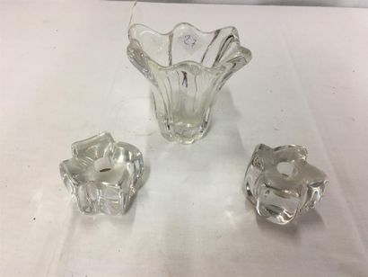 null DAUM paire de bougeoirs vase en cristal