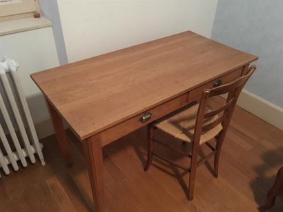null Bureau table 2 tiroirs bois clair