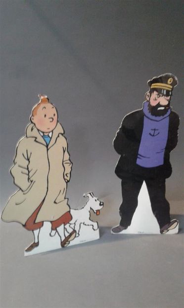 null Tintin et le Capitaine Haddock; figurines sur cartonnage