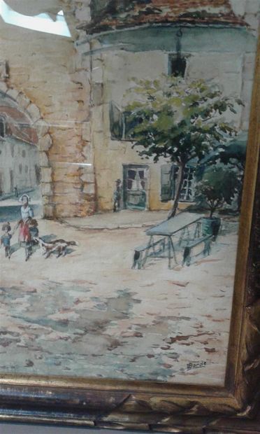 null L BORDE Porte fortifiée d'une ville, aquarelle
37 x 55 cm