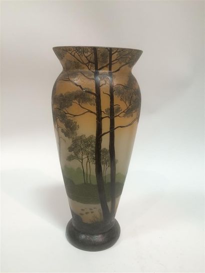 null LEGRAS vase en verre à décor lacustre signé
H : 36 cm L : 17 cm