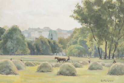 null Gaston PLOQUIN (1882-1970)
Parc de la tête d'or ( les foins)
Huile sur isorel
Signé...