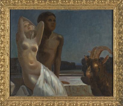 null Femmes et bouquetin
Huile sur toile
Cadre doré
50 x 60 cm