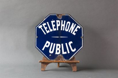 null Téléphone Public, plaque émaillée octogonale
30 x 30 cm (accident)