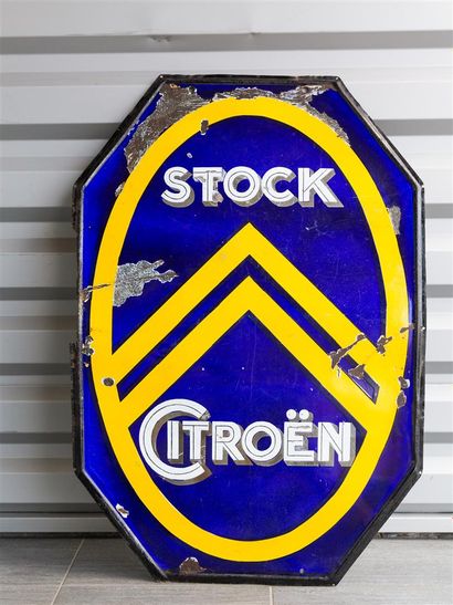 null STOCK CITROEN, Plaque émaillée octogonale
110 x 75 cm
(accidents)