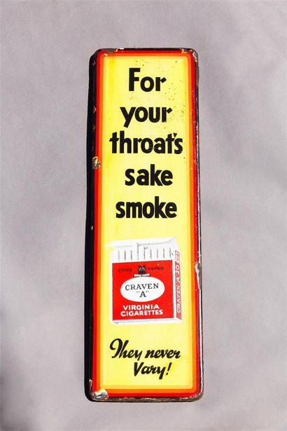 null CRAVEN "A" Cigarettes, Plaque émaillée
115 x 30 cm 
