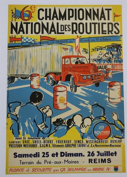null CHAMPIONNAT NATIONAL DES ROUTIERS, Reims, affiche entoilée 
60 x 40 cm

