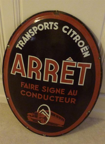 null ARRET CITROEN Plaque emaillée bombée Marron
80 x 63 cm 
