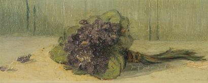 null Léopold SMETANA (1867-1948)
Bouquet de violette 
Huile sur panneau
Signée en...