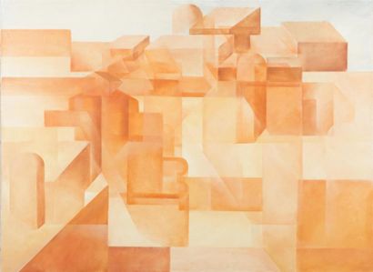 null Jean Pierre HELLE (1944 Genève-2015), composition géométrique orange
Huile sur...