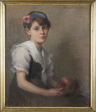 null Jeune fille à la corbeille de pommes
Pastel
52 x 62 cm