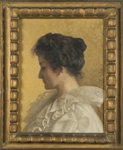 null Ecole française 19eme 
portrait de femme 
huile sur toile, datée 1897
51 x 39...