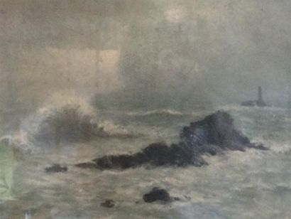 null Ecole française vers 1900, Tempête
Gouache sur papier
Signée et datée 1916 en...