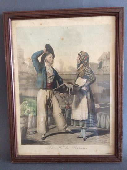 null La marchande de poisson
Gravure en couleur, 19ème siècle
26 x 32 cm