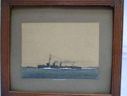 null L. LAKE
HMS MUSKETEER
Aquarelle sur papier
SIgnée en bas à droite