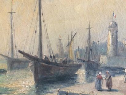 null L.HENRY port en Bretagne
huile sur toile
Signée en bas à droite
44 x 37 cm