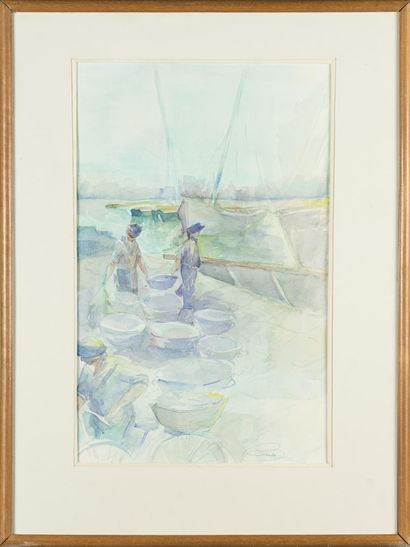 null Pierre CARO (1952)
Pêcheurs à pied
Aquarelle
Signée en bas à droite
30 x 40...