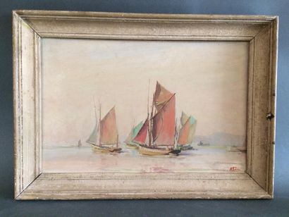 null A.TARIN bateau de pêche
Huile sur isorel, signée en bas à droite
49 x 32 cm