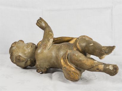null Ange, sujet en bois sculpté doré 
18ème siècle