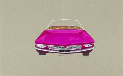 null Gérard CARDIET (1943-2008)
Cabriolet Rose
Gouache sur papier
32 x 50 cm