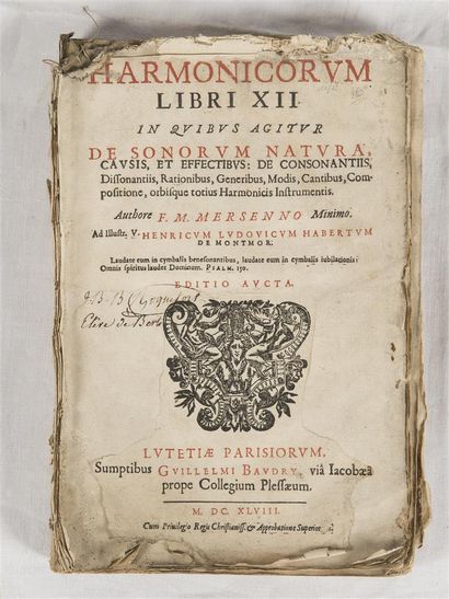 null MERSEN De HARMONICORUM
Libri 12
Paris 
Marini 
Deux livres en un volume
F MARINI
Sans...