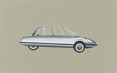 null Gérard CARDIET (1943-2008)
Petite voiture grise
Gouache sur papier 
32 x 50...