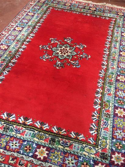 null RABAH tapis en laine rouge joint un tapis mécanique 295 x 200 cm