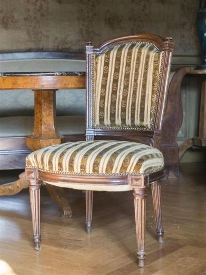 null Paire de chaises basses 
Epoque Louis XVI
H : 90 - L : 55 cm