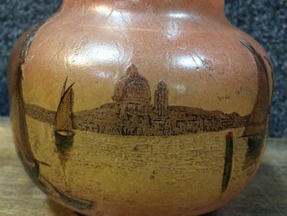 null LEGRAS vase en verre émaillé à décor de lagune vénitienne 