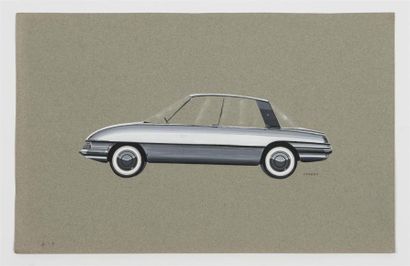 null Gérard CARDIET (1943-2008) 
Etude de coupé Mercedes de couleur grise
Gouache...