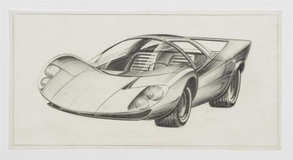 null Giorgio BATTISTELLA (né en 1931) 
Étude d'une voiture de sport pour Mercedes.
Crayon...
