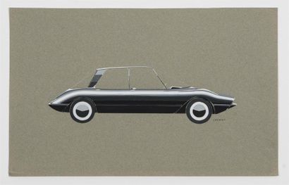 null Gérard CARDIET (1943-2008) 
Etude de coupé Mercedes de couleur grise
Gouache...