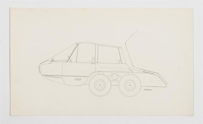 null Gérard CARDIET (1943-2008) 
Etude d'un modèle de chez Mercedes
Feutre et crayon...