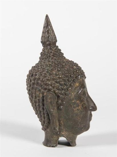 null THAILANDE Tete de Bouddha en bronze 
H : 19cm