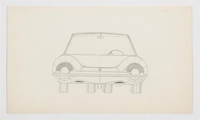 null Gérard CARDIET (1943-2008) 
Etude de face d'un modèle de Mercedes 
Crayon sur...
