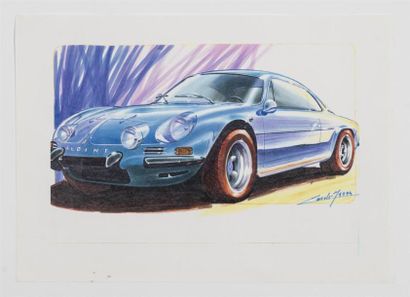 null Gérard CARDIET (1943-2008) 
Renault Alpine
Dessin au feutre 
Signé et daté 
50...