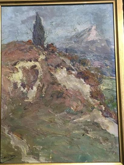 null Joseph MILON (1868 - 1947)
Vue du massif des Maures
Huile sur carton 
Signée...