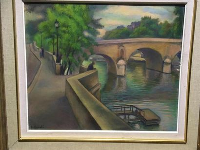 null Louis BENISTI (1903-1995)
Le pont neuf à Paris
Huile sur toile
Signé en bas...