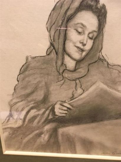 null Hélier COSSON (1897-1976)
Portrait de femme à la lecture
Dessin au crayon sur...