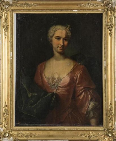 null Ecole française du 18ème siècle, 
Portrait de femme. de qualité
Huile sur toile....