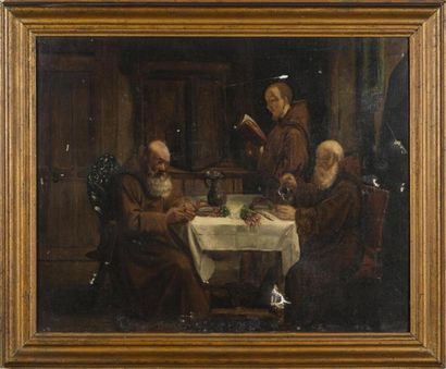 null Ecole 18ème siècle
Déjeuner des moines
Huile sur toile
53 x 41 cm
(accident...