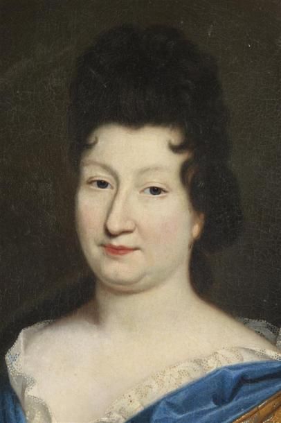 null Ecole française vers 1700
Portrait de femme de qualité, 
Huile sur toile ovale,...
