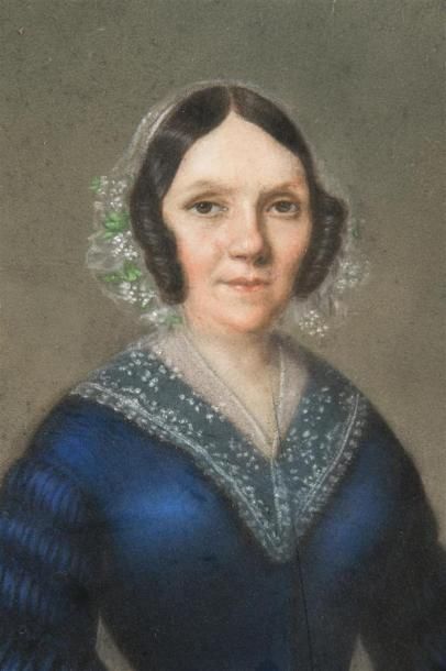 null DENEUX
Portrait de Madame de BOUFFIER, 
Pastel sur papier, 
Carte du peintre...