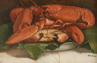 null Fabien VAN RISAMBOURG (?-1866)
Nature morte aux homard et tourteau
Huile sur...