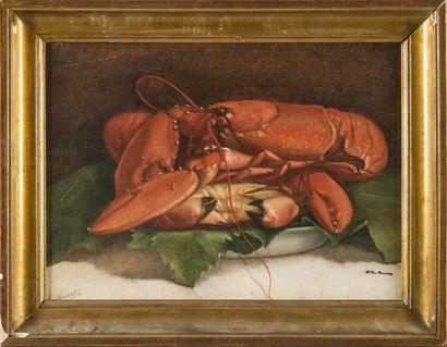 null Fabien VAN RISAMBOURG (?-1866)
Nature morte aux homard et tourteau
Huile sur...