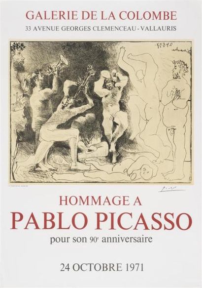 null Pablo PICASSO (1881-1973) d'après
Affiche lithographiée Galerie de la colombe...
