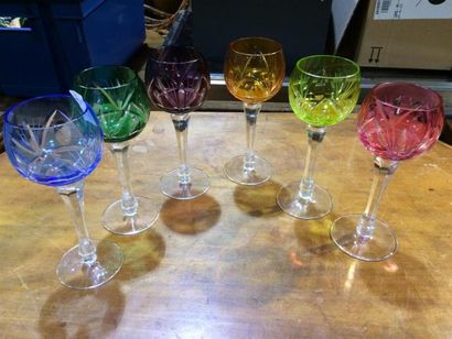 null 6 verres en cristal coloré